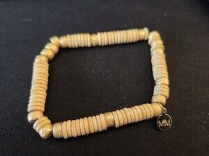 Mayamar Shell Bracelet With Gold Accent Beads NEW Brown Stretchy